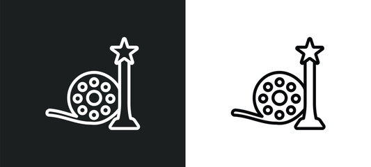 film star outline icon in white and black colors. film star flat vector icon from cinema collection for web, mobile apps and ui.