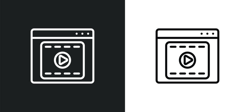 online movie outline icon in white and black colors. online movie flat vector icon from cinema collection for web, mobile apps and ui.