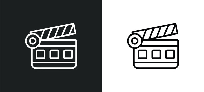 cinema flapper outline icon in white and black colors. cinema flapper flat vector icon from cinema collection for web, mobile apps and ui.