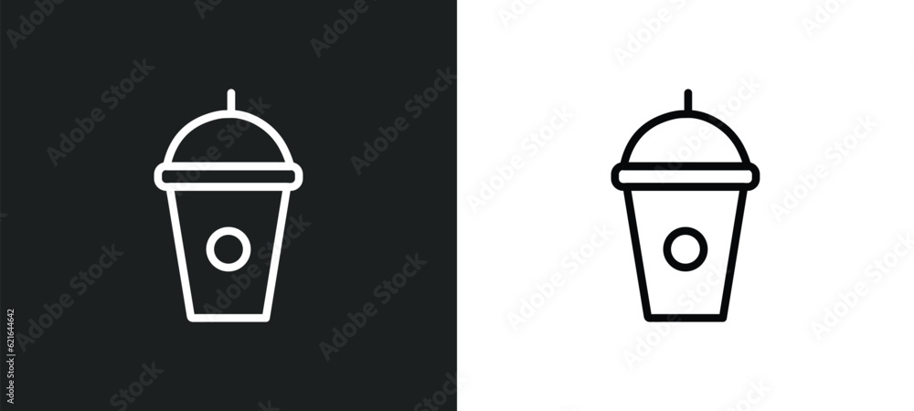 Poster drink with straw outline icon in white and black colors. drink with straw flat vector icon from cine