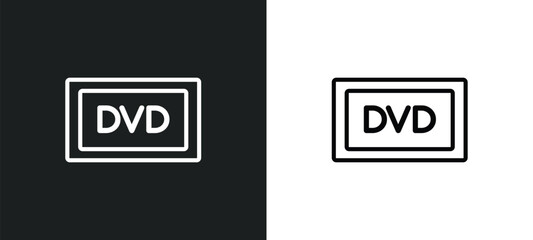 dvd outline icon in white and black colors. dvd flat vector icon from cinema collection for web, mobile apps and ui.