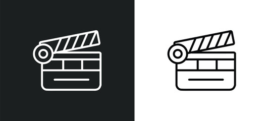 movie clapper open outline icon in white and black colors. movie clapper open flat vector icon from cinema collection for web, mobile apps and ui.
