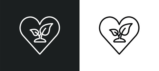 plant heart outline icon in white and black colors. plant heart flat vector icon from charity collection for web, mobile apps and ui.