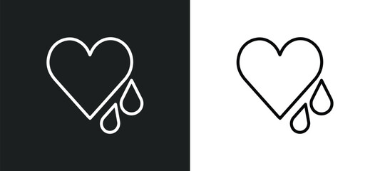 heart drop outline icon in white and black colors. heart drop flat vector icon from charity collection for web, mobile apps and ui.