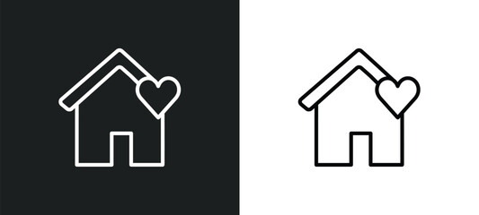 shelter outline icon in white and black colors. shelter flat vector icon from charity collection for web, mobile apps and ui.