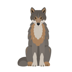 Sitting Wolf icon. Wild gray wolf forest animal. Canis lupus. Vector illustration isolated on white background.