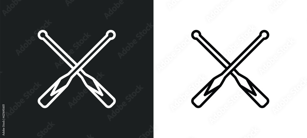 Poster oar outline icon in white and black colors. oar flat vector icon from camping collection for web, mo