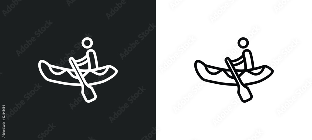Poster rafting outline icon in white and black colors. rafting flat vector icon from camping collection for