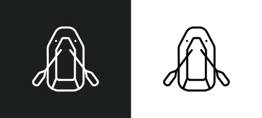 inflatable boat outline icon in white and black colors. inflatable boat flat vector icon from camping collection for web, mobile apps and ui.