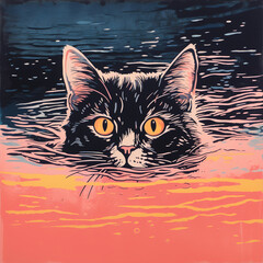 Cat in the water