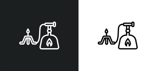 cooking gas outline icon in white and black colors. cooking gas flat vector icon from camping collection for web, mobile apps and ui.
