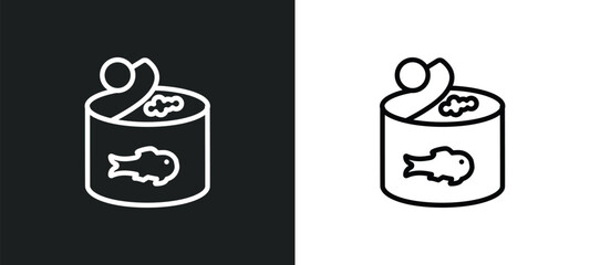 canned food outline icon in white and black colors. canned food flat vector icon from camping collection for web, mobile apps and ui.