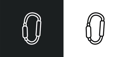 carabiner outline icon in white and black colors. carabiner flat vector icon from camping collection for web, mobile apps and ui.