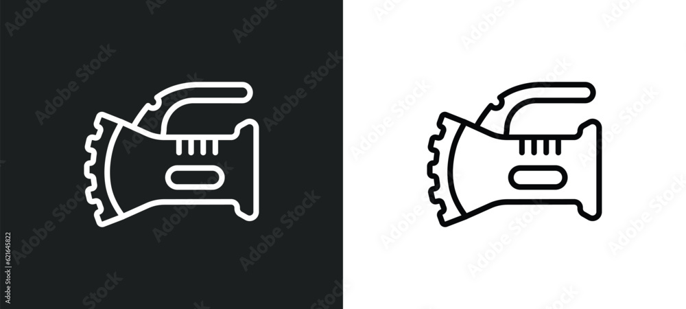 Poster torch outline icon in white and black colors. torch flat vector icon from camping collection for web