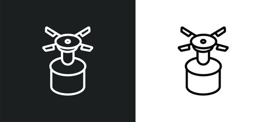 camping gas outline icon in white and black colors. camping gas flat vector icon from camping collection for web, mobile apps and ui.