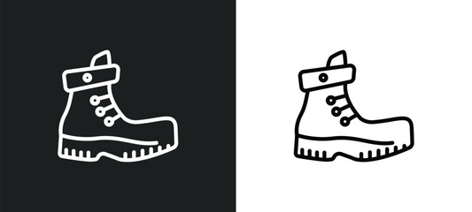 Fototapeta premium boot outline icon in white and black colors. boot flat vector icon from camping collection for web, mobile apps and ui.