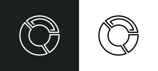 Obraz premium data circular chart outline icon in white and black colors. data circular chart flat vector icon from business and finance collection for web, mobile apps and ui.