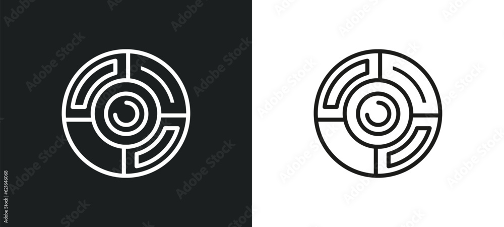 Poster round value chart outline icon in white and black colors. round value chart flat vector icon from bu