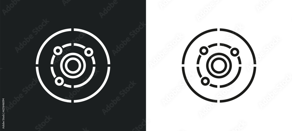 Poster radar chart outline icon in white and black colors. radar chart flat vector icon from business and a