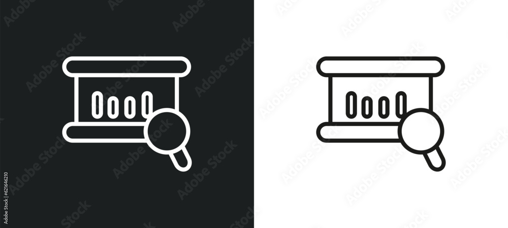 Poster data analytics outline icon in white and black colors. data analytics flat vector icon from business