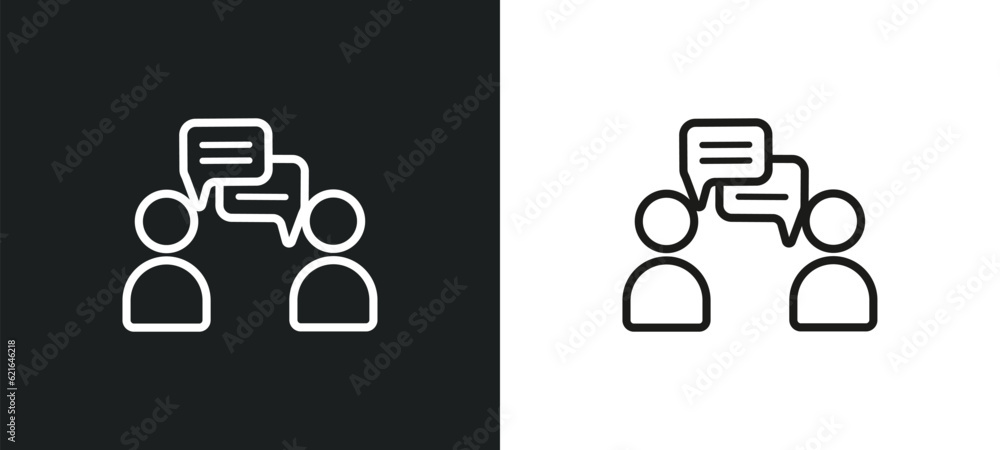 Poster consulting outline icon in white and black colors. consulting flat vector icon from business and ana