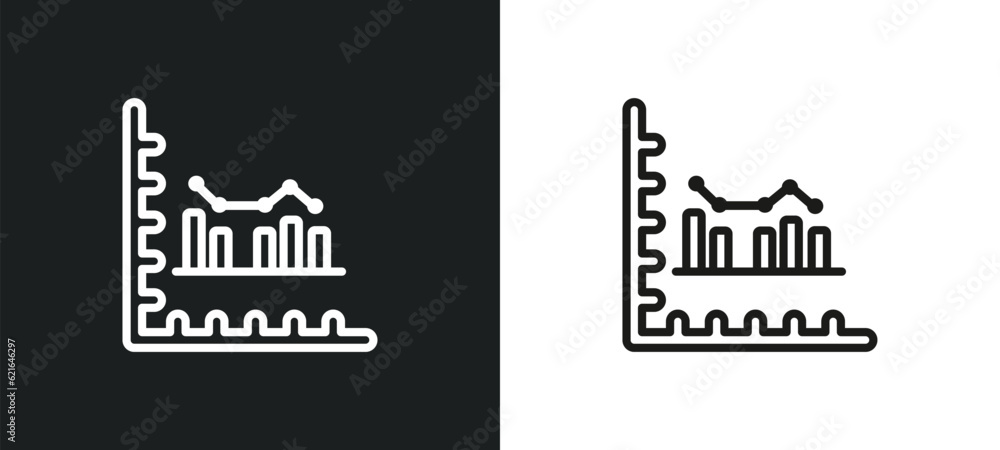 Poster bars chart analysis outline icon in white and black colors. bars chart analysis flat vector icon fro