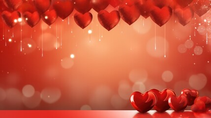 festive background - card with balloons heart shaped colors. love and celebration. valentine's day card balloons with red heart. Generative AI 