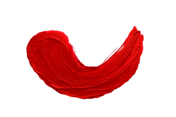 blot of red paint in the form of a comma