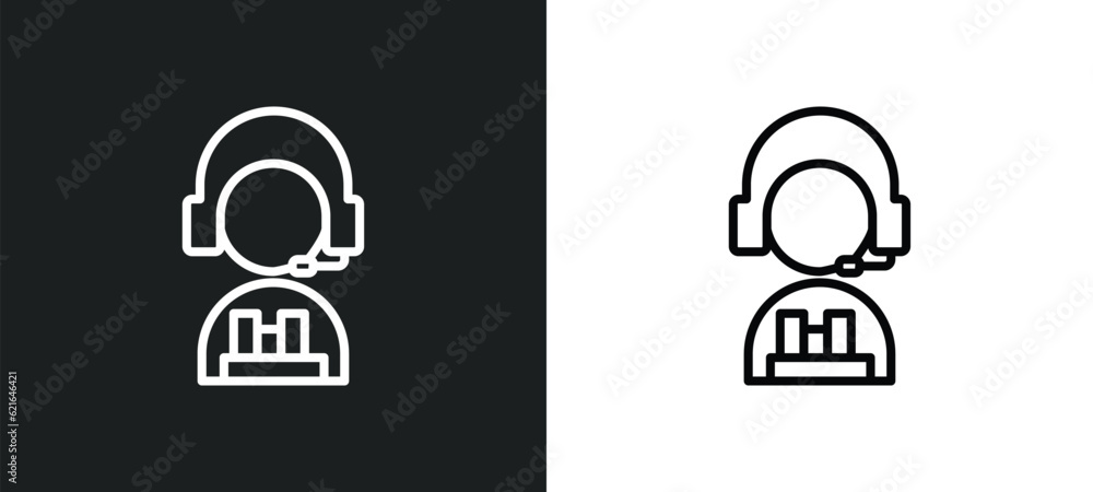Poster service outline icon in white and black colors. service flat vector icon from business collection fo
