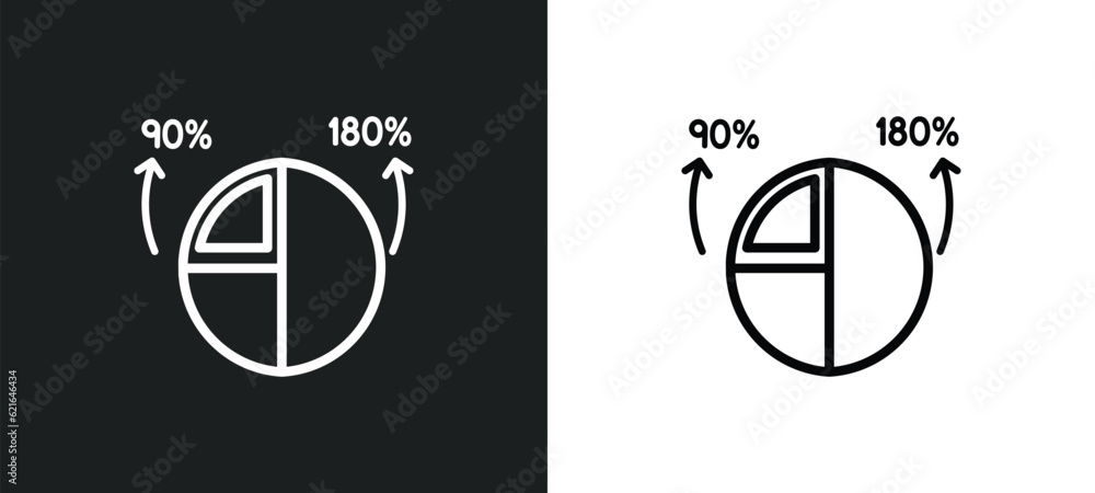 Poster round value chart outline icon in white and black colors. round value chart flat vector icon from an