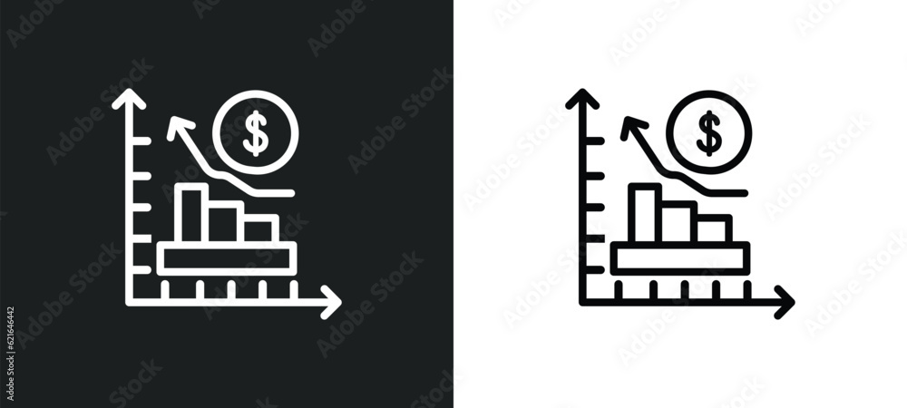 Poster profit analysis outline icon in white and black colors. profit analysis flat vector icon from analyt