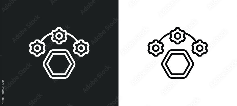 Poster polygonal chart outline icon in white and black colors. polygonal chart flat vector icon from analyt