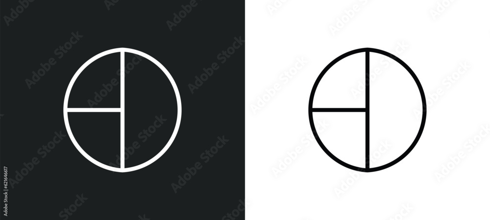 Poster graph pie outline icon in white and black colors. graph pie flat vector icon from analytics collecti