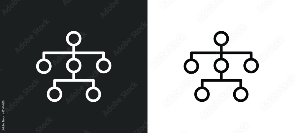 Poster flow chart outline icon in white and black colors. flow chart flat vector icon from analytics collec