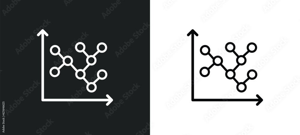 Poster dot outline icon in white and black colors. dot flat vector icon from analytics collection for web, 