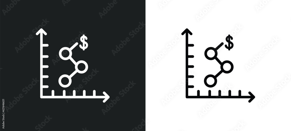 Poster depleting chart outline icon in white and black colors. depleting chart flat vector icon from analyt