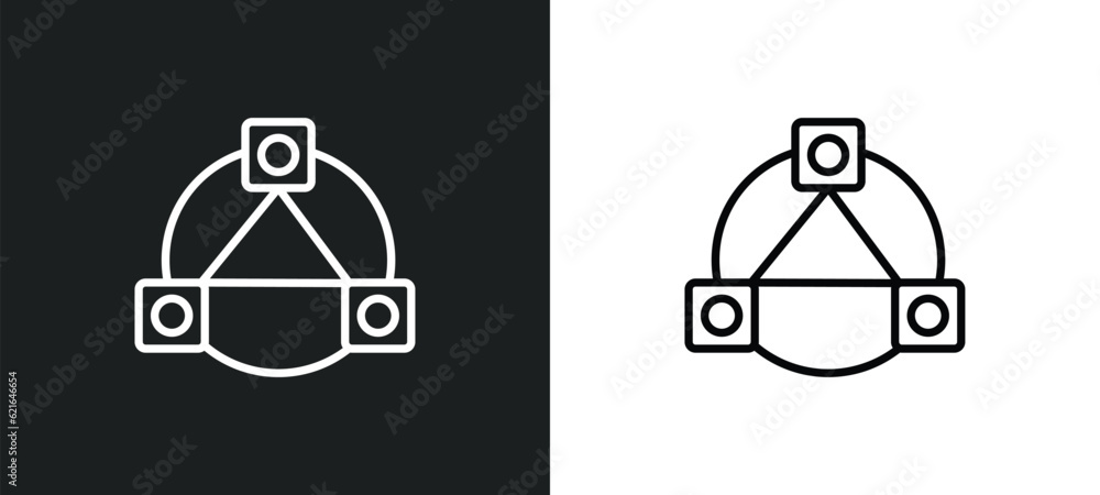 Poster database interconnected outline icon in white and black colors. database interconnected flat vector icon from analytics collection for web, mobile apps and ui.