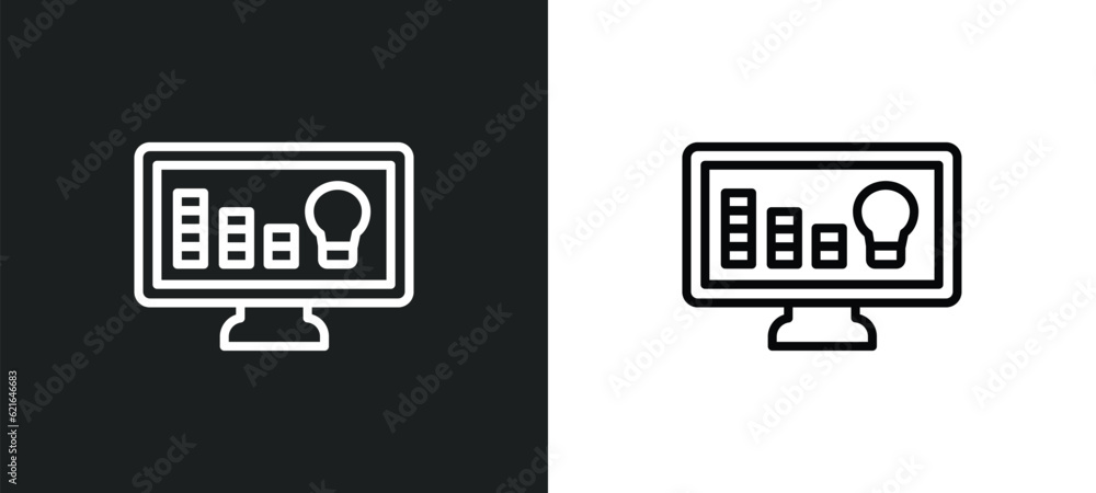 Poster data analytics outline icon in white and black colors. data analytics flat vector icon from analytic
