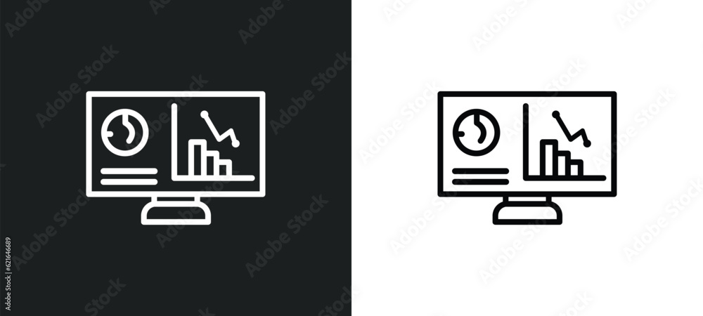 Poster dashboard outline icon in white and black colors. dashboard flat vector icon from analytics collecti