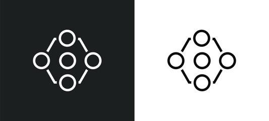 Naklejka na ściany i meble hexagonal interconnections outline icon in white and black colors. hexagonal interconnections flat vector icon from analytics collection for web, mobile apps and ui.