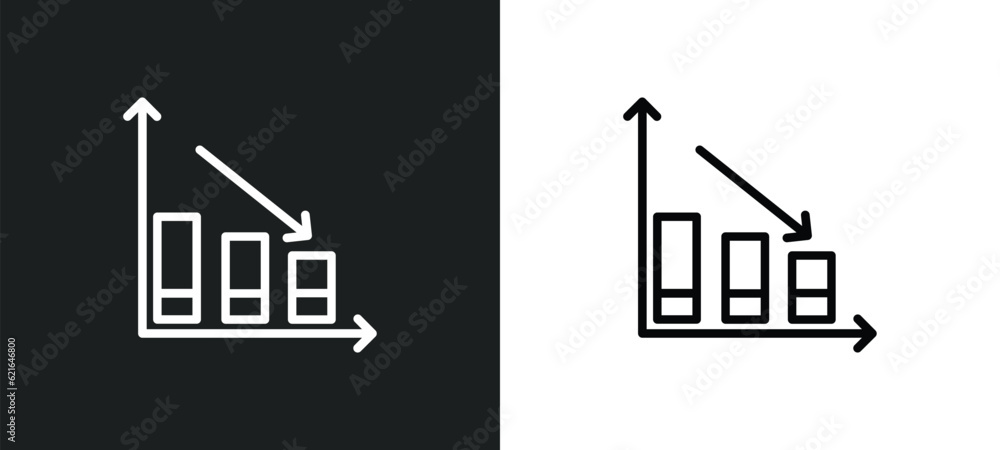 Poster bar chart outline icon in white and black colors. bar chart flat vector icon from analytics collecti