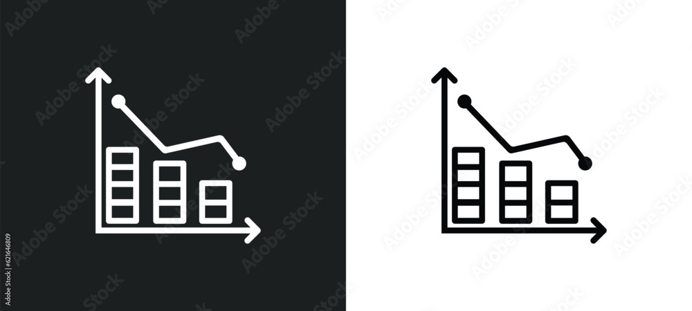 Poster analytic visualization outline icon in white and black colors. analytic visualization flat vector ic