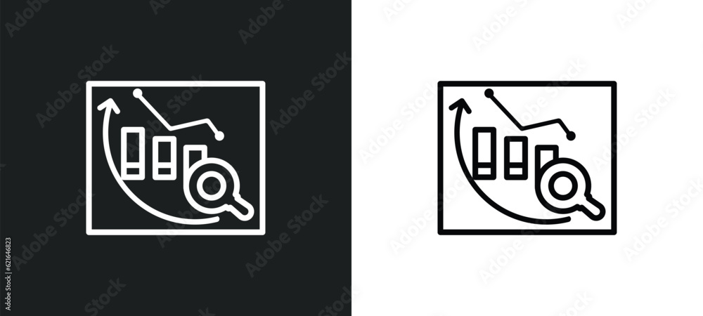 Poster analytics outline icon in white and black colors. analytics flat vector icon from analytics collecti