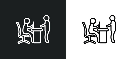 boss reading a document outline icon in white and black colors. boss reading a document flat vector icon from business collection for web, mobile apps and ui.