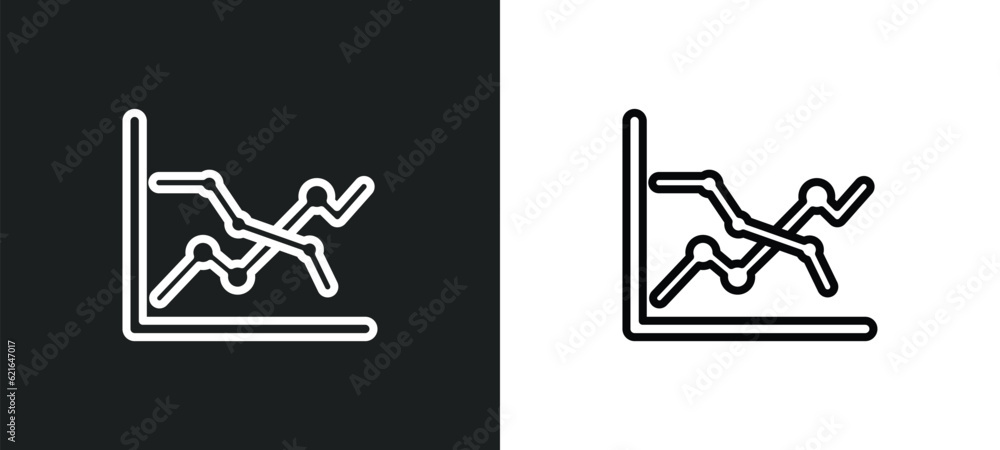 Poster line chart statistics outline icon in white and black colors. line chart statistics flat vector icon