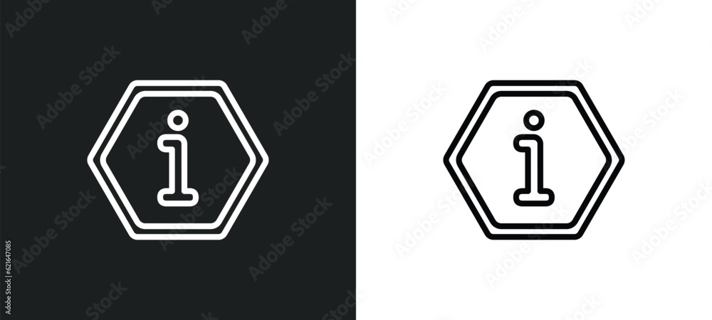 Poster information outline icon in white and black colors. information flat vector icon from business colle