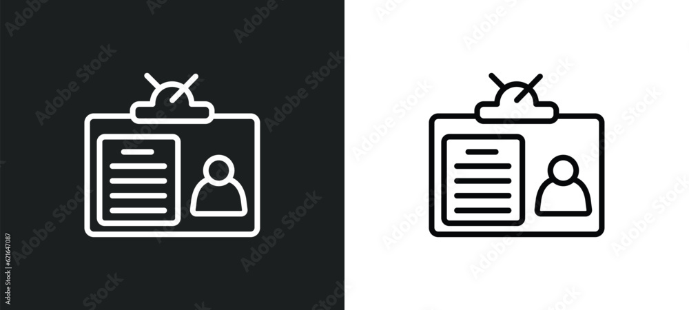 Poster personal card of contact data outline icon in white and black colors. personal card of contact data 