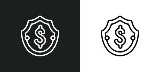 dollar money protection outline icon in white and black colors. dollar money protection flat vector icon from business collection for web, mobile apps and ui.