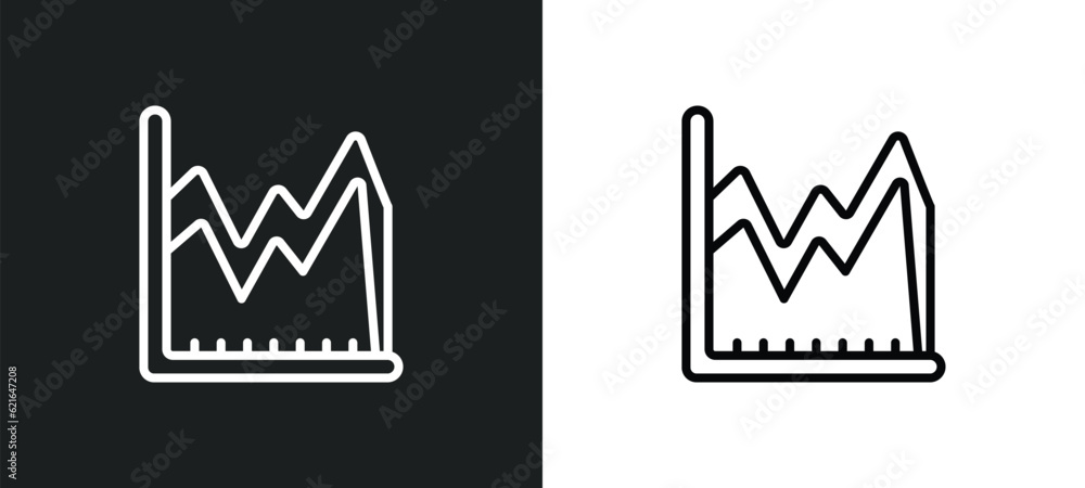 Poster spike chart outline icon in white and black colors. spike chart flat vector icon from business colle