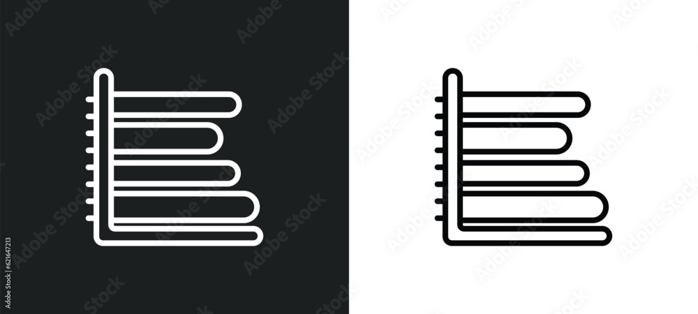 Poster horizontal bar chart outline icon in white and black colors. horizontal bar chart flat vector icon f